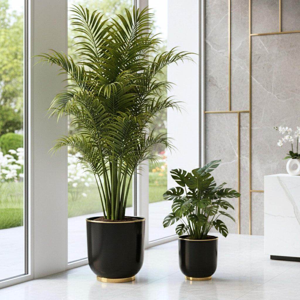 BEHOMA Metal Planters Black (Set of 2)