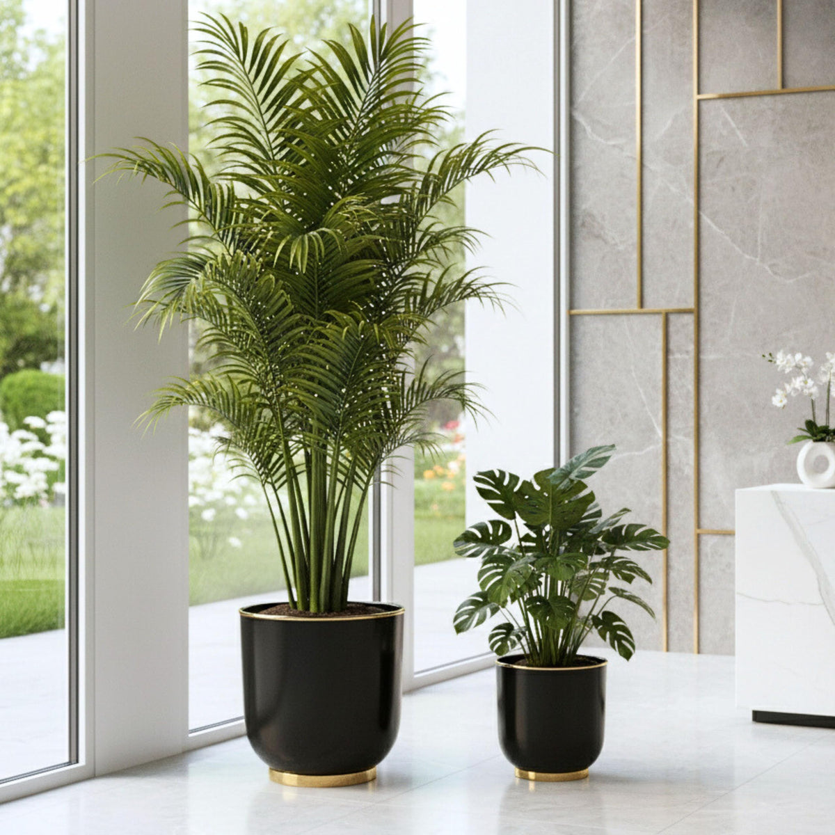 BEHOMA Metal Planters Black (Set of 2)