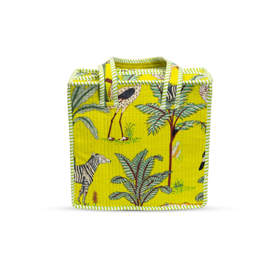 Cotton Quilted Tote Bag for Women | Lightweight Reusable Shoulder Handbag | Durable Eco-Friendly Shopping Bag | Large Capacity Travel, Office & Daily Use Carry Bag | Stylish Utility Tote (Yellow)
