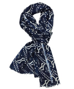Fabtone Women’s Scarf/Stole | Blue White Uttan Zigzag Print | Soft Lightweight Fabric | 70x180 cm | All-Season Wrap | Dust & Sun Protection | Fashion Scarf for Women