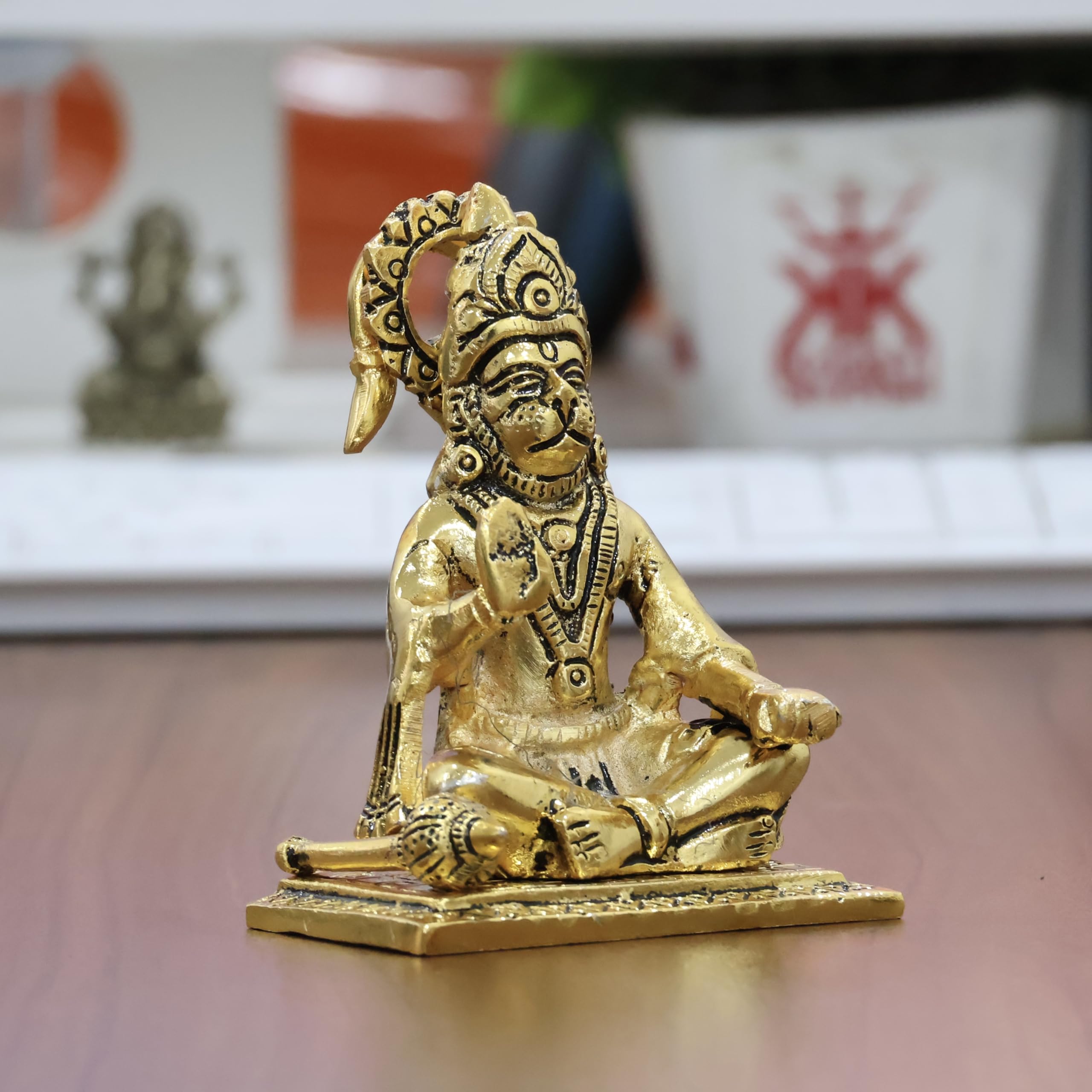 KridayKraft Hanuman ji Metal Statue,Bajrangbali Murti for Pooja & Decor Your Home,Office,Religious Idol Statue Gift Purpose,Table Showpiece Figurines,(Pack of 1 Hanuman Ji Murti) for Car Dashboard...