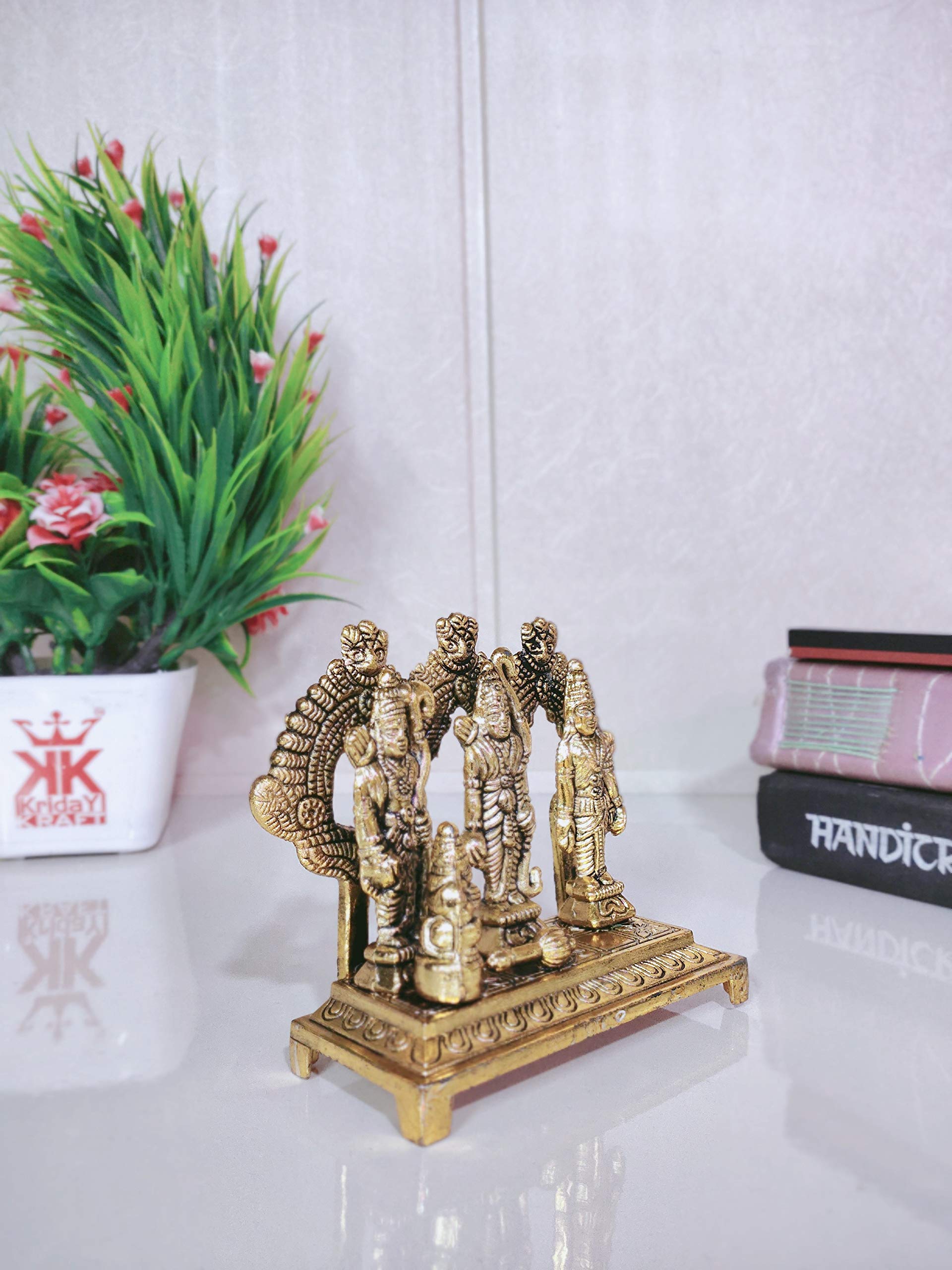 Prince Home Decor & Gifts Metal Idol of Shri Ram Darbar with Antique Look for Home Temple and Gifts