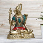 ARTVARKO Brass Shiva Statue Lord Shiv Murti Idols for Home Office Decor Bholenath Mahakal for Pooja Height 8 Inches
