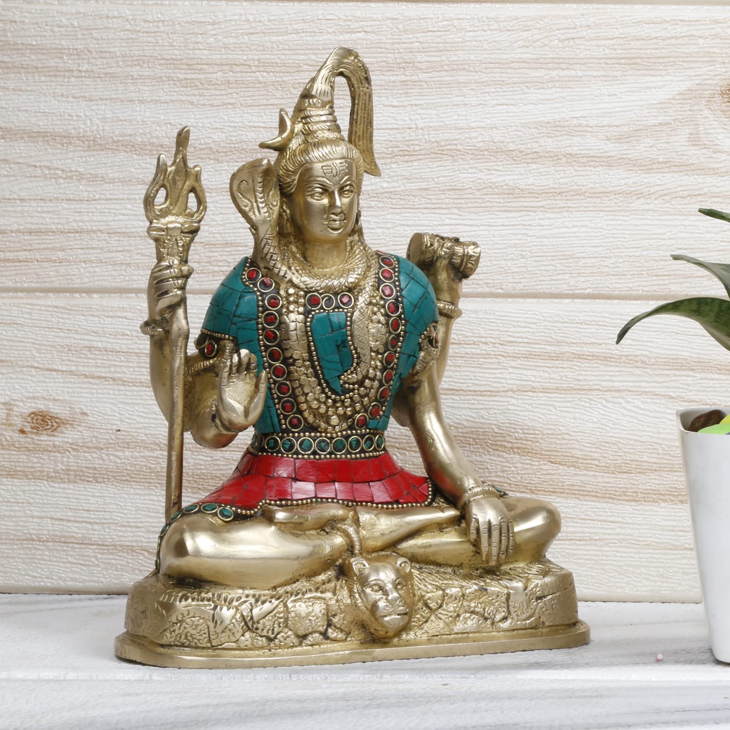 ARTVARKO Brass Shiva Statue Lord Shiv Murti Idols for Home Office Decor Bholenath Mahakal for Pooja Height 8 Inches