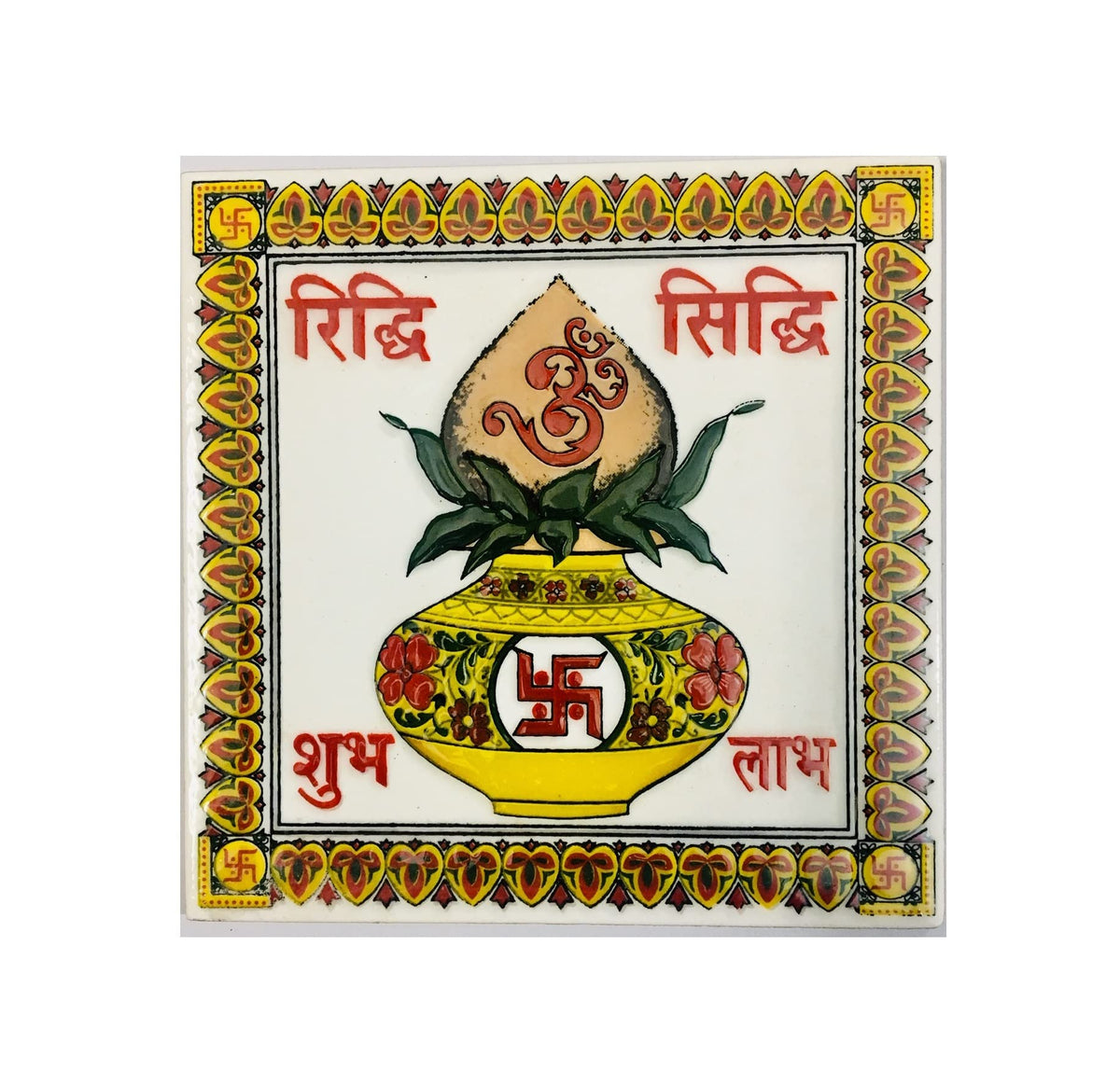 SHOP BY ROOM Ceramic Tiles Shub Labh and Kalas Set for Home Entrance, Temple, Office - 6 x 6 Inch Brand