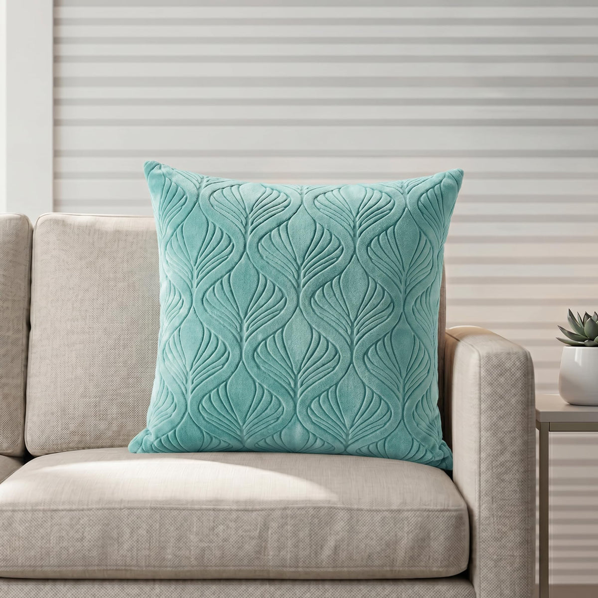 Yellow Weaves Jacquard Cushion Covers | Sofa Cushion Covers | Throw Pillow Cover for Sofa, Couch, Living Room| Removable & Washable | 16x16 Inches, 1 Piece (Powder Blue)