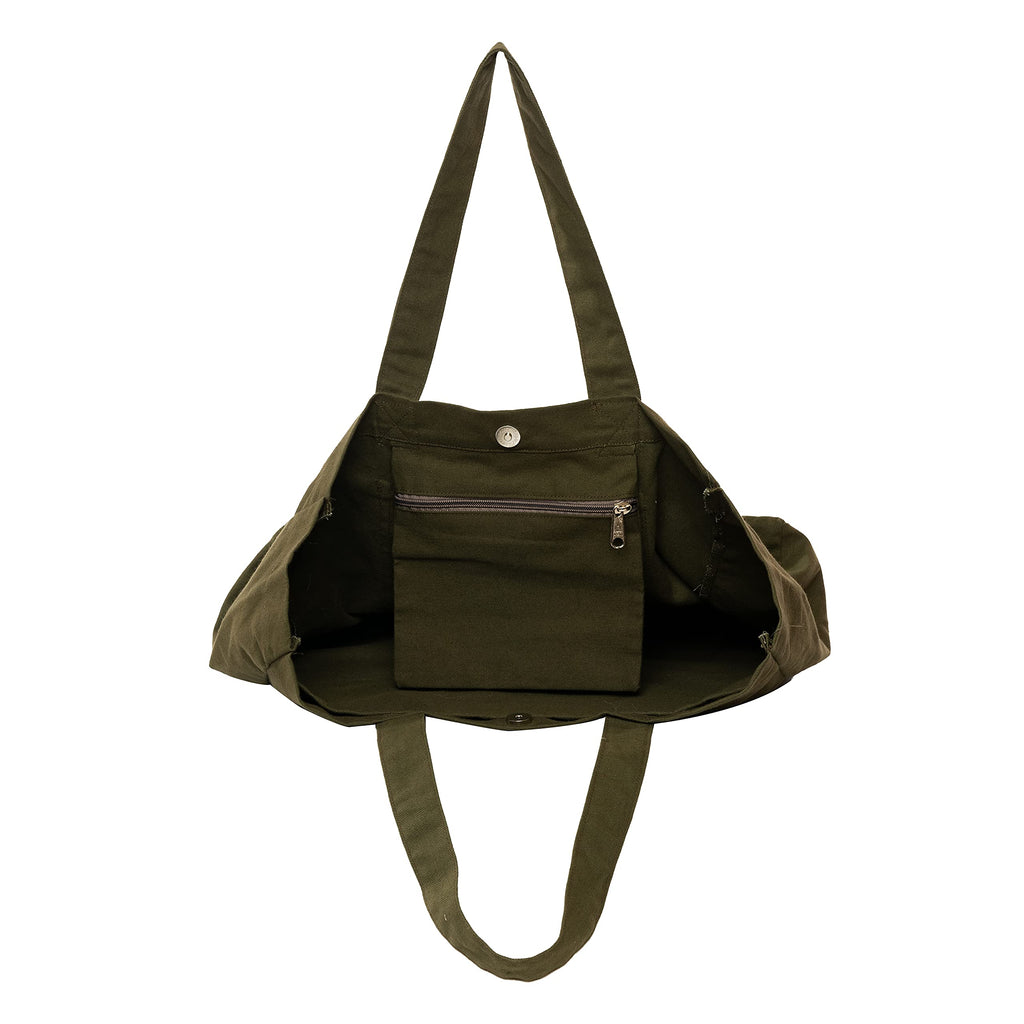 AQVA Solid Cotton Canvas Tote Bag for Women with Magnetic Button Closure | Large Capacity | Stylish Multipurpose Handbag | Resuable Shoulder Bag for for Laptop, Office & Travel (Gun Metal)
