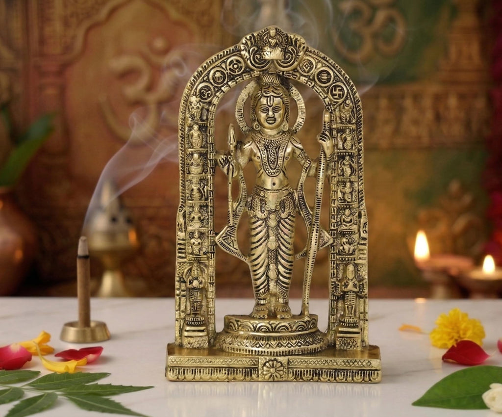 KridayKraft Ayodhyawasi Shree Ram Lalla Murti/God Idols/Ayodha's Shree Ram Statue/Home Decor/Decorative Items for Living Room/Office/Show Piece Gold Religious