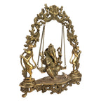 ARTVARKO Brass Lord Ganesha Bhagwan Swing Ganesh Ganpati on Jhoola Jhula with Kirtimukha at Top for Home Décor Office Gift Height 18 Inch