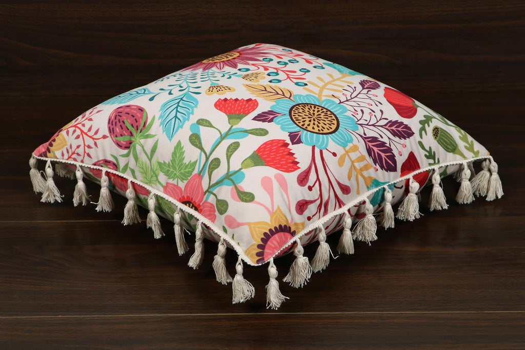 ishro home Premium Cushion Cover 18 inch x 18 inch | Set of 5 – Soft European Standard Fabric, Frill Design, Machine Washable | (5, Sun Garden, 18x18 Inch)