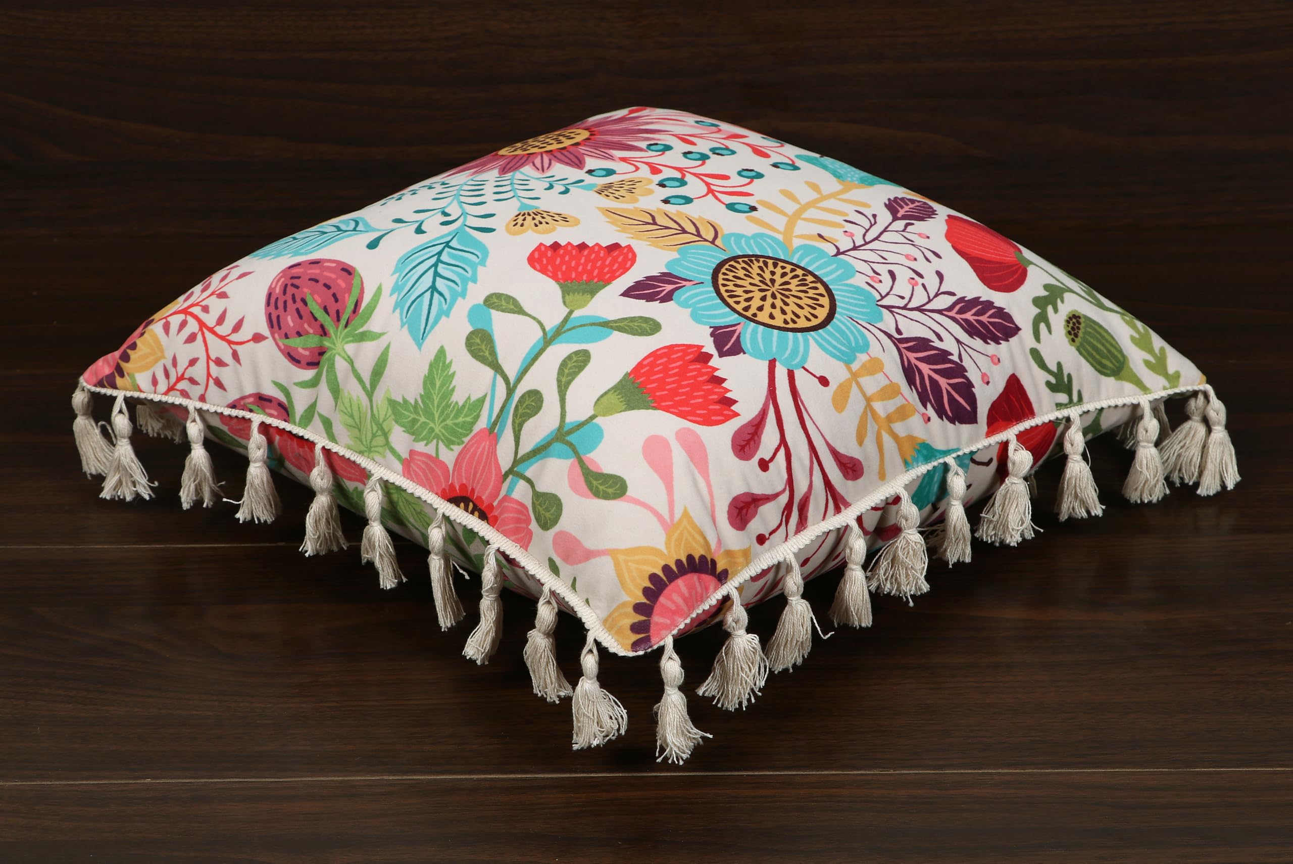 ishro home Premium Cushion Cover 18 inch x 18 inch | Set of 5 – Soft European Standard Fabric, Frill Design, Machine Washable | (5, Sun Garden, 18x18 Inch)