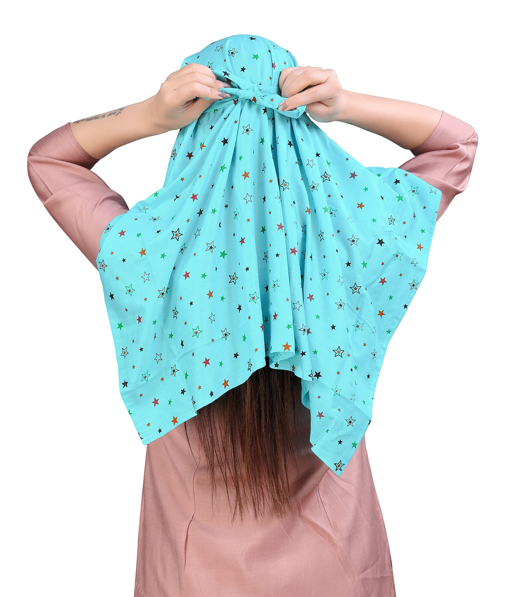 TESY QWEN Women's Scarf Cum Mask with Cap, Rayon Multi-Functional Neck Gaiter with UV Protection for Biking, Hiking and Travel (Firozi)