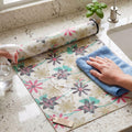 MUSHIES Premium Washable Placemat Roll (Yellow Floral, 5 Metre x 17 Inch) | Multipurpose Kitchen Mat, Dining Table Mat, Fridge Mat, Wardrobe & Drawer Shelf Liner Kafalo