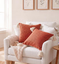 Furnistitchs Solid Boho Cushion Cover 16x16 Inches, Premium Natural Slub Fabric Throw Pillow Case with Tassels for Sofa, Couch, Living Room & Bedroom 40x40 cms, 5 pc - Terracotta