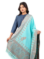 Naureen Women Faux Pashmina Kani Zari Shawl, Warm and Soft, 40x80 inch