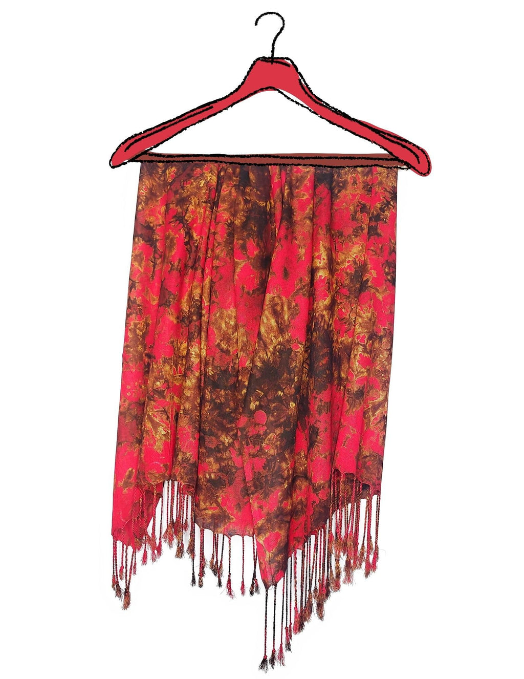 Chandwasia scarves, Viscose Rayon Fabric stole & Shawl || Scarf STOLE for Girls/Ladies/Women/Men for Summer & Winters - Deep Red With Brown