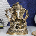 ARTVARKO Big Brass Mangalkari Ganesha Sitting Big Ear Ganesh Bhagwan Statue for Home Entrance Decor Ganpati Idol Murti Marriage Gift Good Luck Success Diwali Festival Puja 11 Inches