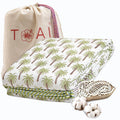 TOAIArt Premium Jaipuri Dohar | AC Blanket Summer Quilt | Hand Block Printed | 3 Layers | Reversible | 150GSM 100% Mulmul Cotton | 100% Cotton Flannel Filling | Single 60 X 90 |Small Palm Kafalo