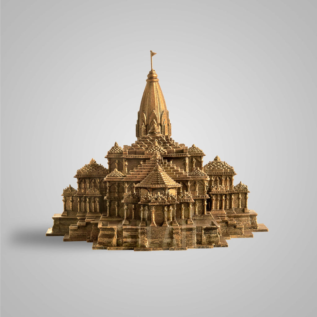 SILAII Ayodhya Ram Mandir Replica Sculpture - 6 Inch Antique Bronze - Ideal for Home Decor