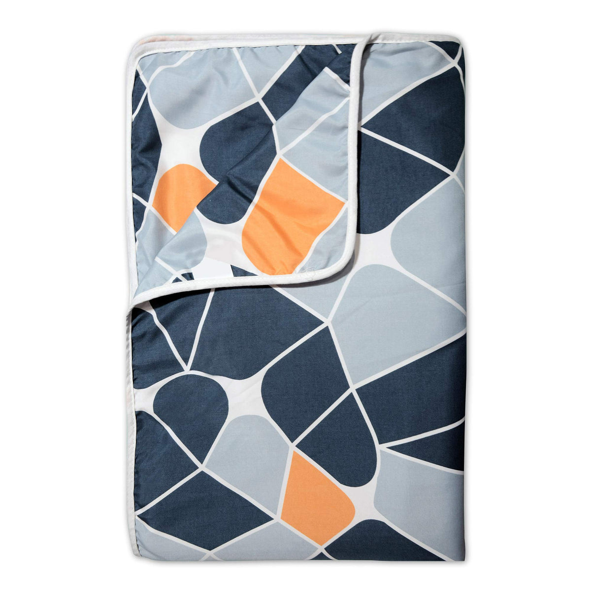 Divine Casa 120 GSM Summer Quilt Brushed Microfibre 3 Layer Breathable Single Dohar AC Blanket Lightweight Warm Rajai Throws for Bed (Blue and Grey, 140 x 210, CM)| TC - 120 Kafalo