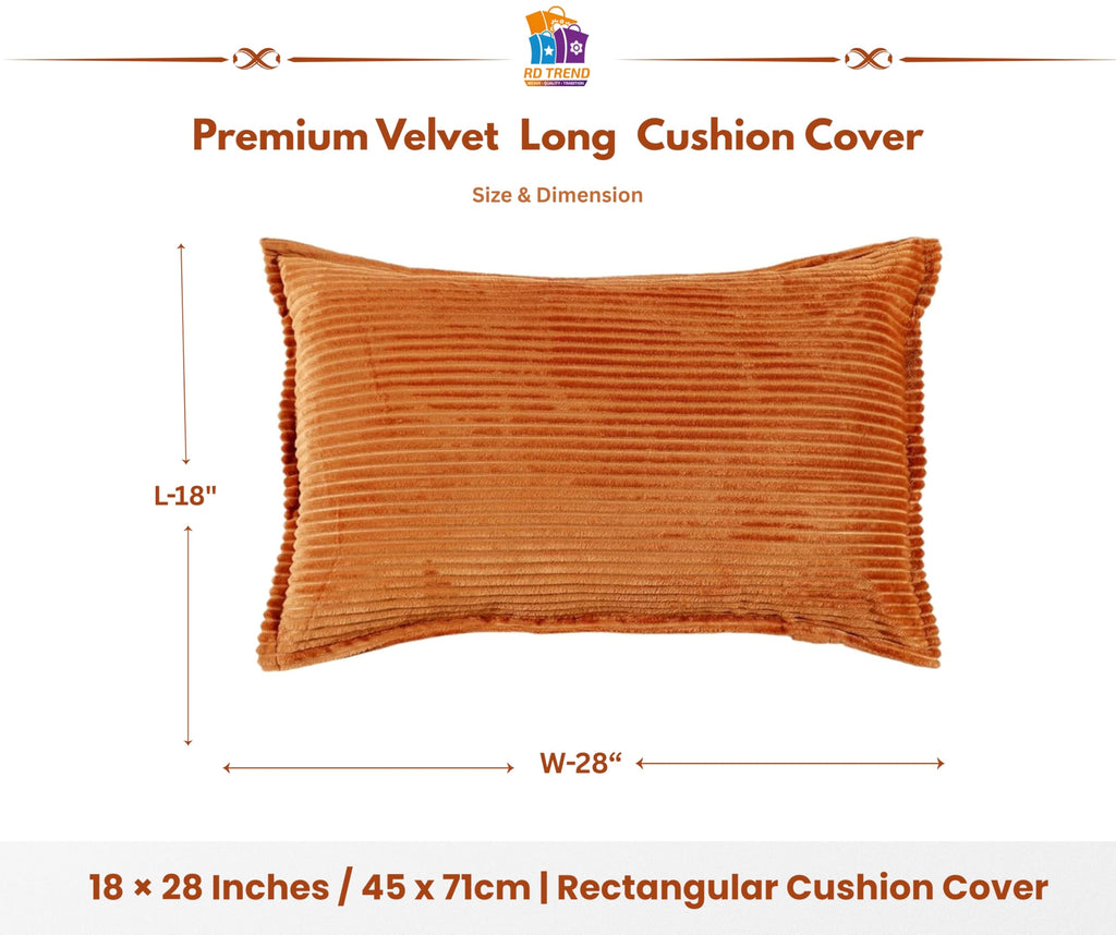RD TREND® Corduroy Cushion Cover Set of 2, Striped Double Sided Decorative Throw Pillowcases for Sofa, Bed & Living Room Rectangular Long Cushion Covers 18x28 inches | Golden