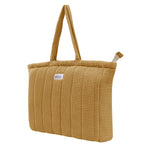 HOUSE OF ORLO Women's Cotton Quilted Aesthetic Tote Bags,Waffle Weave Handmade with Zipper & Double Handles for Women & Girls,Daily Use Handbag for College/Travel/Work (Beige)