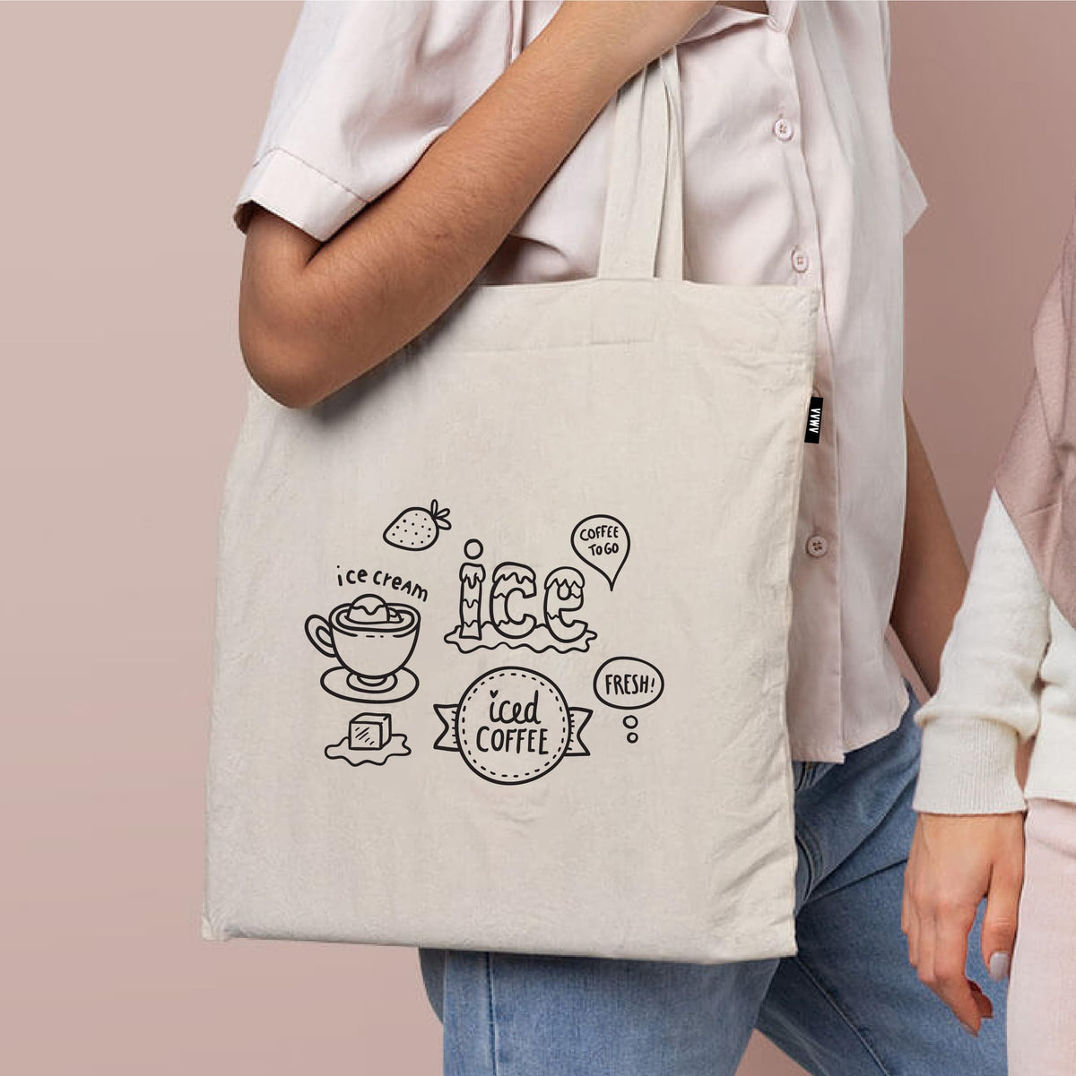 VVWV Food Theme Printed Tote Bag | 100% Organic Cotton Shopping | Grocery | Tote Bag | Women Office College Grocery,Vegetable Bags Market, Canvas Bag 15kgs Capacity (13 x 15.7 Inch)