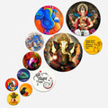 Artvibes Ganesh Round Shape MDF Wooden Wall Decor Items For Good Luck Properity Vastu | Spiritual Decor Items | Paintings | Wall Poster| Stylish Modern Decor Item | Ideal Gifts (WPS_125N), Set of 11