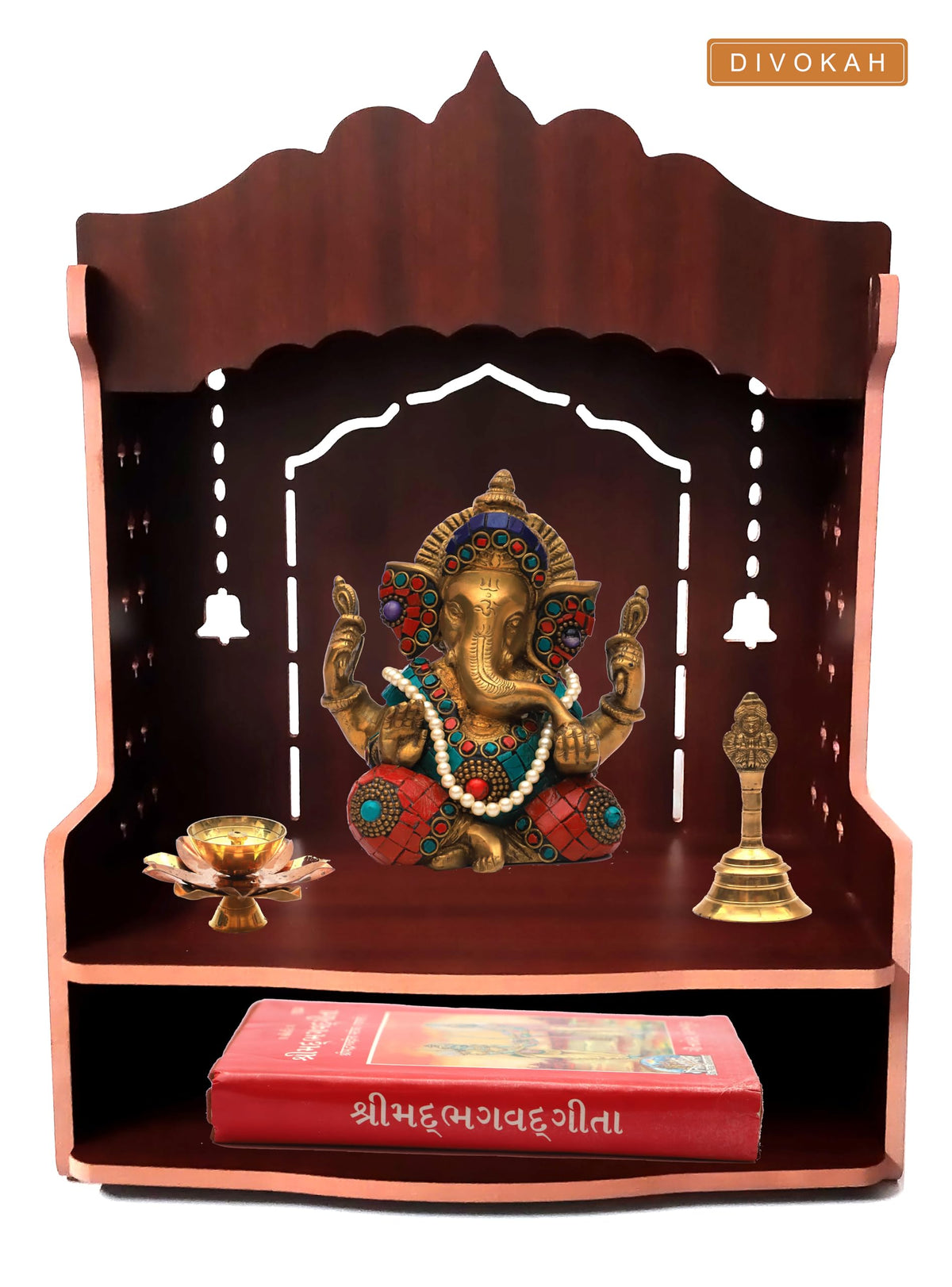DIVOKAH® Beautiful MDF Wooden Temple/Home Temple/Pooja Mandir (8 MM Plywood Thickness) (BR Decor)