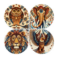 Artvibes Traditional Animal Decorative Wall Hanging Ornaments | Graphic Artwork | Door Decoration Items | Paintings For Wall | Wall Illustrations | Handcrafted Art | Gift Items (WH_8455N), Set of 4