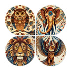 Artvibes Traditional Animal Decorative Wall Hanging Ornaments | Graphic Artwork | Door Decoration Items | Paintings For Wall | Wall Illustrations | Handcrafted Art | Gift Items (WH_8455N), Set of 4