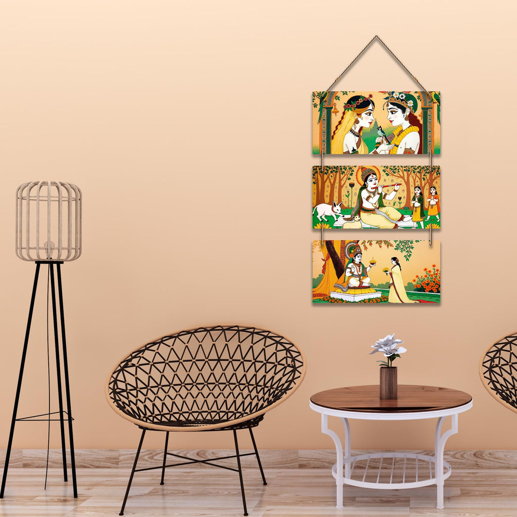 Artvibes Traditional Radha Krishna Wooden Wall Hanger for Home Temple Decor | Spiritual Decor Items | Wall Sculpture | Signs & Plaques | Artwork| Stylish Modern Decor Item | Gift Items (WH_9423N)