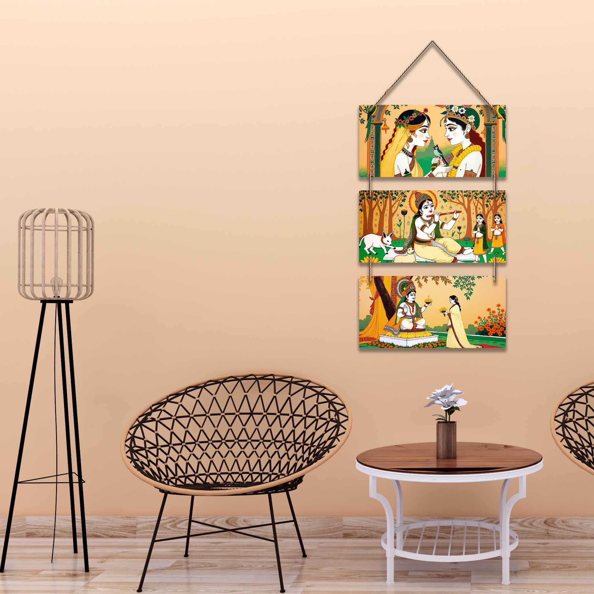 Artvibes Traditional Radha Krishna Wooden Wall Hanger for Home Temple Decor | Spiritual Decor Items | Wall Sculpture | Signs & Plaques | Artwork| Stylish Modern Decor Item | Gift Items (WH_9423N)