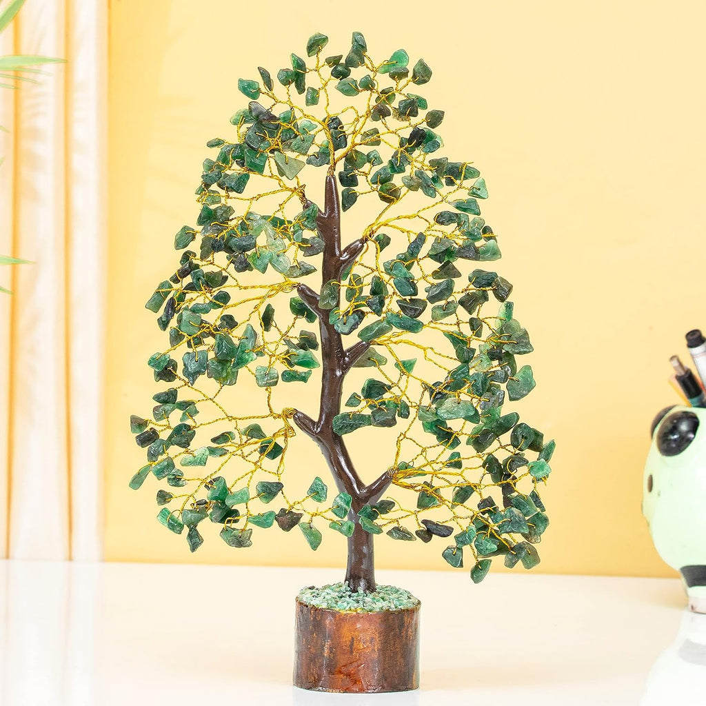 A P HOMES Spiritual Healing & Vastu Decor Collection - Positive Energy, Wealth & Protection Crystals for Home & Office (Green Aventurine Tree)