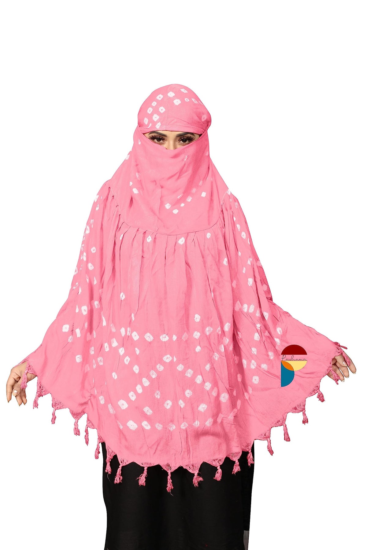 PRACHARAN Women Cotton Stylish Hand Printed Scarf, Anti Pollution Full Face Scarf With Uv Sun Rays Protection Scarf For Women And Girls (Baby Pink), For Female