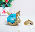 KridayKraft Metal Duck Shape Glass Bowl with Spoon for Saunf Supari & Dryfruit Tray Home Office Table Decor & Gift Item Decorative Showpiece for Decoration & Gifting Purpose