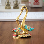 KridayKraft Love Birds Swanset Pair of Kissing Duck Metal Statue,Love for Romantic Gift to Boyfriend,Girlfriend,Decor Your Home,Office,Showcase,Animal Showpiece Figurines. (Stone)