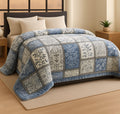 BSB HOME Supersoft Printed Mink Blanket for Heavy Winter – 600 GSM Ultra Soft Luxurious Embossed Double Bed Blanket, Warm & Fluffy Cozy for Extreme Cold Weather (Grey & Blue, 230 x 220 Cm, 3.5 Kg) Kafalo