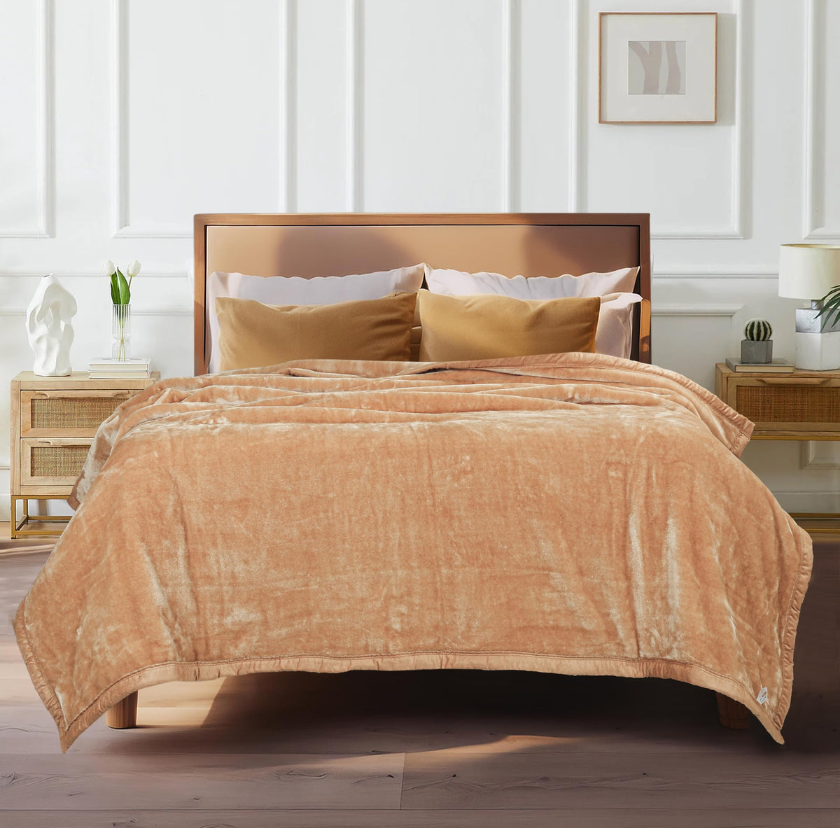 ABRAZO 660 GSM Reversible 3.5 Kg Mink Blanket for Winter & AC | Double Bed 220×240 cm Soft & Warm Blanket/Dohar/Quilt/Comforter | All Season Use | Beige Kafalo
