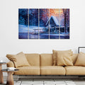 VIBECRAFTS Sunset In Winter 5 Pieces Canvas Wall Painting For Home | Office | Living Room | Gift (PTVC5Pcs4_8548)
