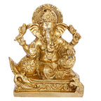 Svarup Brass Ganesh Idol Statue Elephant Murti God Ganesha Vinayak Ganpati Sitting Sculpture Bhagwan Height 5.5 Inch