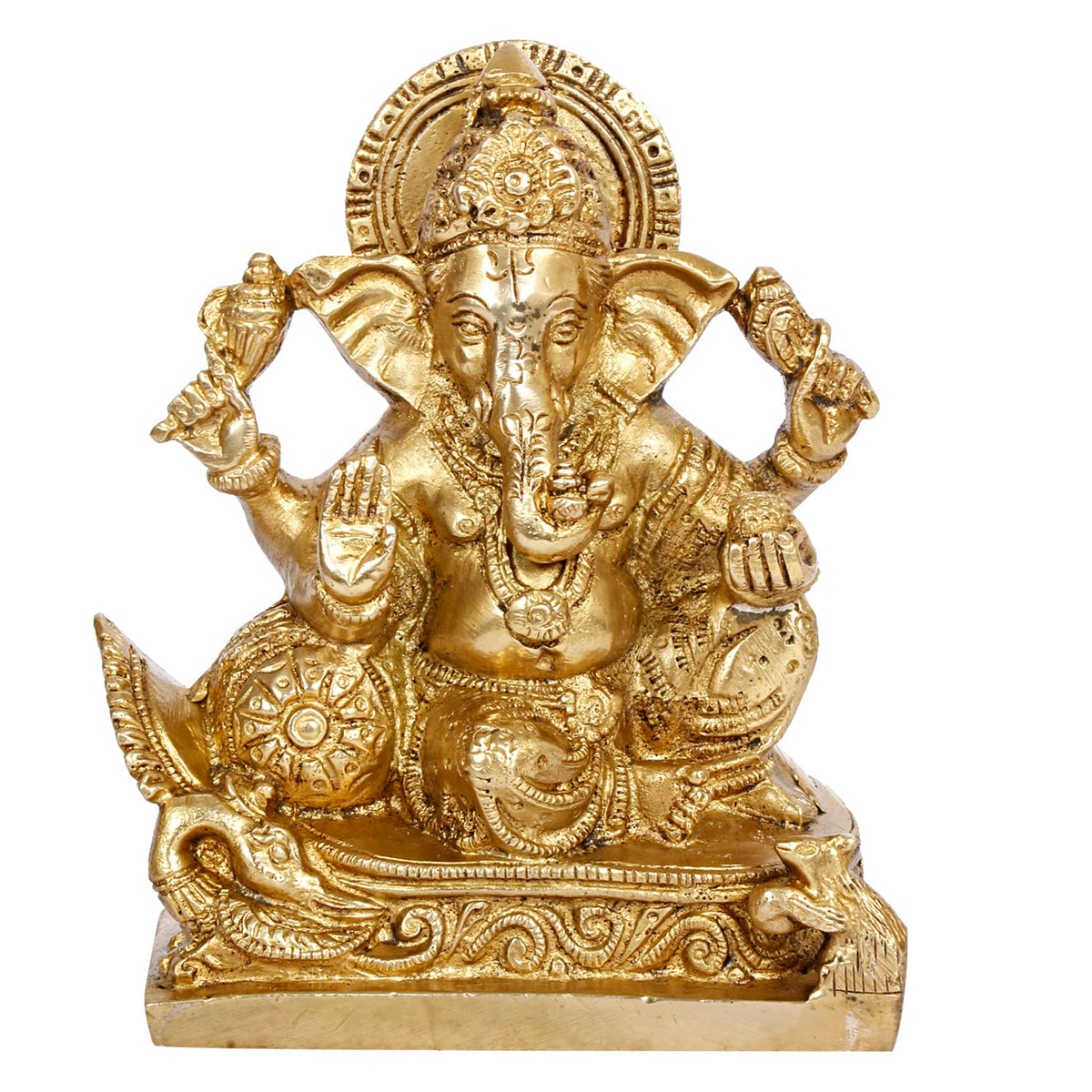 Svarup Brass Ganesh Idol Statue Elephant Murti God Ganesha Vinayak Ganpati Sitting Sculpture Bhagwan Height 5.5 Inch