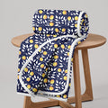 Divine Casa 120 GSM Glace Cotton Single Bed Dohar | Lightweight & Soft AC Blanket | Reversible Quilt | 210 x 140 CM, Navy Blue & Mustard Yellow Kafalo
