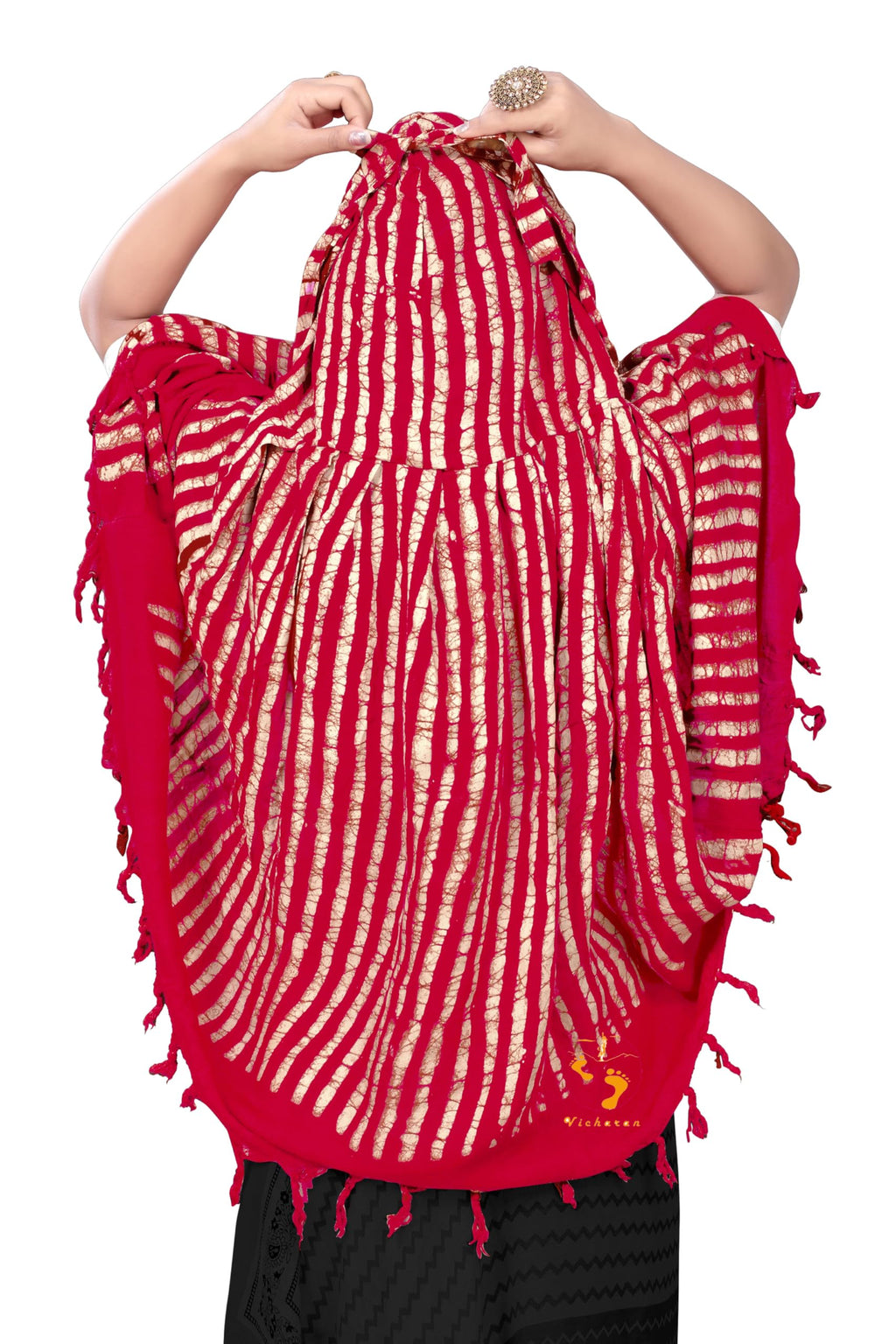 PRACHARAN Women Cotton Stylish Hand Printed Scarf, Anti Pollution Full Face Scarf With UV Sun Rays Protection Scarves for Women (Pink Batik)
