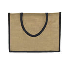 JUTEKA Unisex-Adult Natural And Black,Quote Printed Jute Bag For Lunch, Office, Grocery, Picnic, Tiffin, Shopping Hand Bag With Padded Cotton Handles