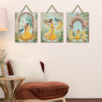Artvibes Women Dancing Ancient Royal Art Wooden Decoration Item for Home | Art For Wall | Wall Sculpture | Signs & Plaques | Festive Decor | Wall Illustrations | Gift Items (WH_9616N), Set of 3