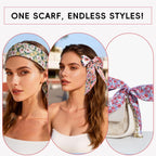 6 Pack Fashion Scarves for Women, Versatile Boho Head Scarf, Satin Scarf for Hair, Neck, Wrist, and Purse Accessories