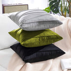 Khooti Velvet Striped Cushion Cover Pack of 1-26X26/66.04X66.04 Cm | Olive | Soft Pillow Covers Cushion Case for Sofa Bedroom Living Room Chair Car, Cushion Cover with Zig Zag Pattern
