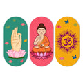 Artvibes Auspicious and Holy Symbols Wooden Wall Hanger for Good Luck | Prosperity Home | Office | Spiritual Decor Items | Wall Poster| Stylish Modern Decor Item | Gift Items (WH_9025N), Set of 3