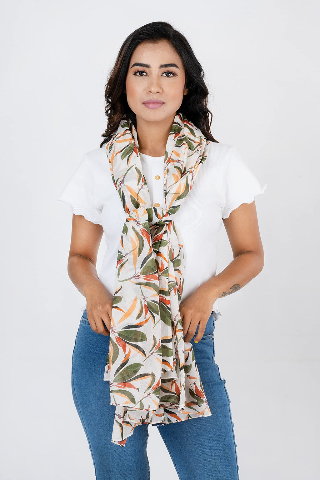 AQVA Printed Cotton Scarf for Women Stylish (Pathjadh) | Head and Face Cover Scarf for Girls with 100% Cotton | Soft & Lightweight Scarves/Stoles for all Weather (72 x 43 in)